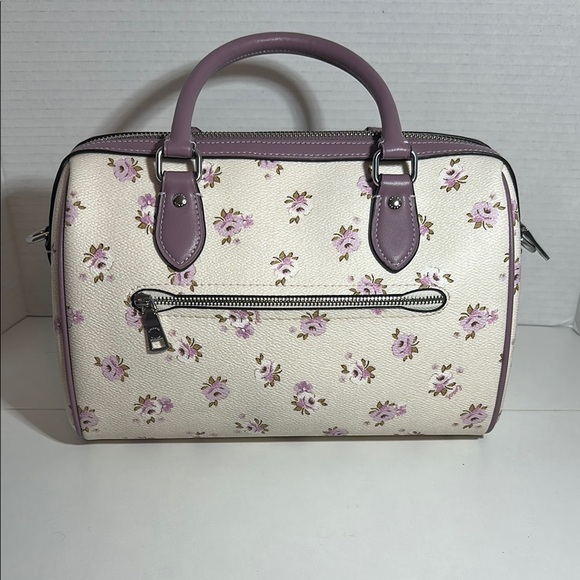 Coach Rowan Floral Cream and Purple Women's Bag - Picture 3 of 6